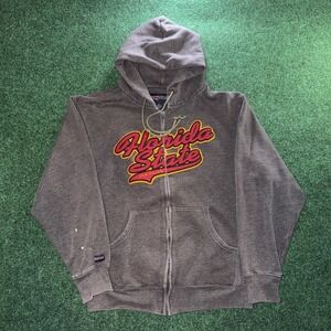 Vintage Jansport FSU Seminoles Full Zip Fleece Jacket Mens Medium Gray Red